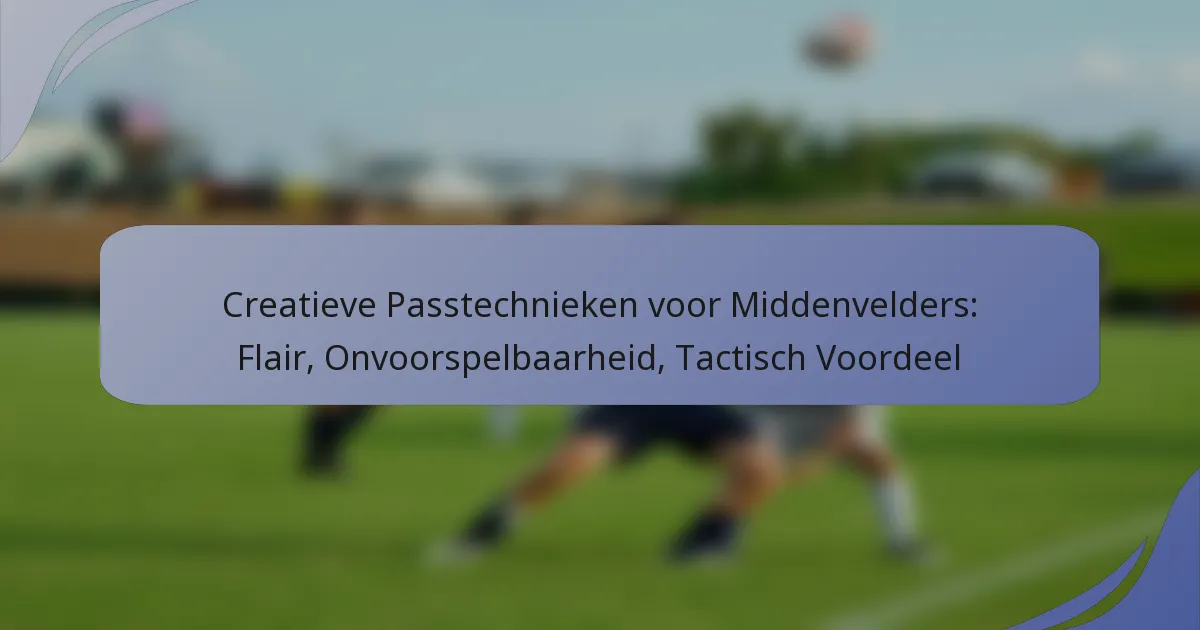 Creatieve Passtechnieken voor Middenvelders: Flair, Onvoorspelbaarheid, Tactisch Voordeel