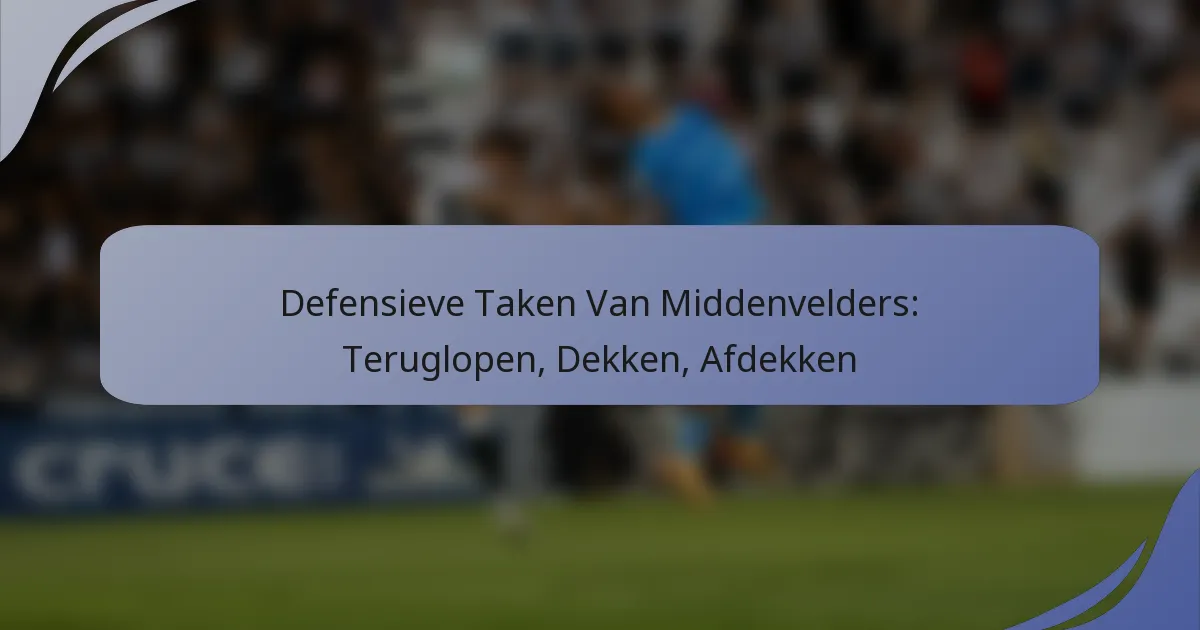 Defensieve Taken Van Middenvelders: Teruglopen, Dekken, Afdekken