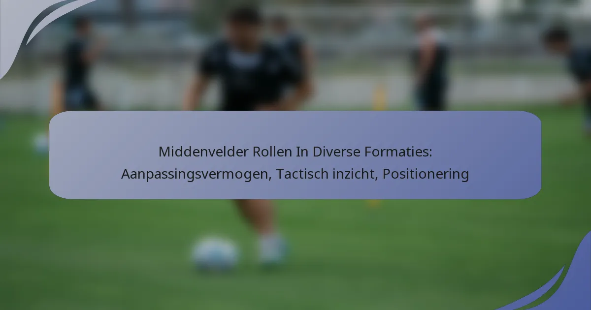 Middenvelder Rollen In Diverse Formaties: Aanpassingsvermogen, Tactisch inzicht, Positionering