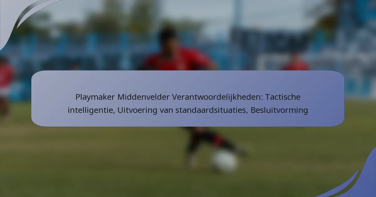 Playmaker Middenvelder Verantwoordelijkheden: Tactische intelligentie, Uitvoering van standaardsituaties, Besluitvorming