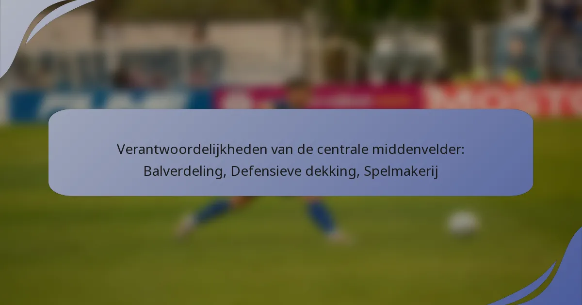 Verantwoordelijkheden van de centrale middenvelder: Balverdeling, Defensieve dekking, Spelmakerij